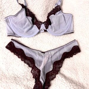 LOWER PRICE !!  Victoria's Secret Lavender and Burgundy Lace Bra Set